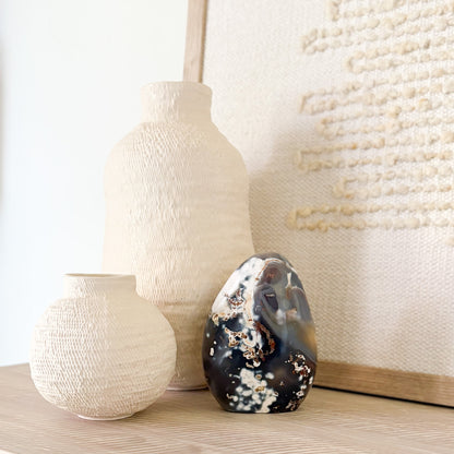 Polished orca agate sculpture natural stone texture