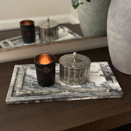 black and white decorative marble tray