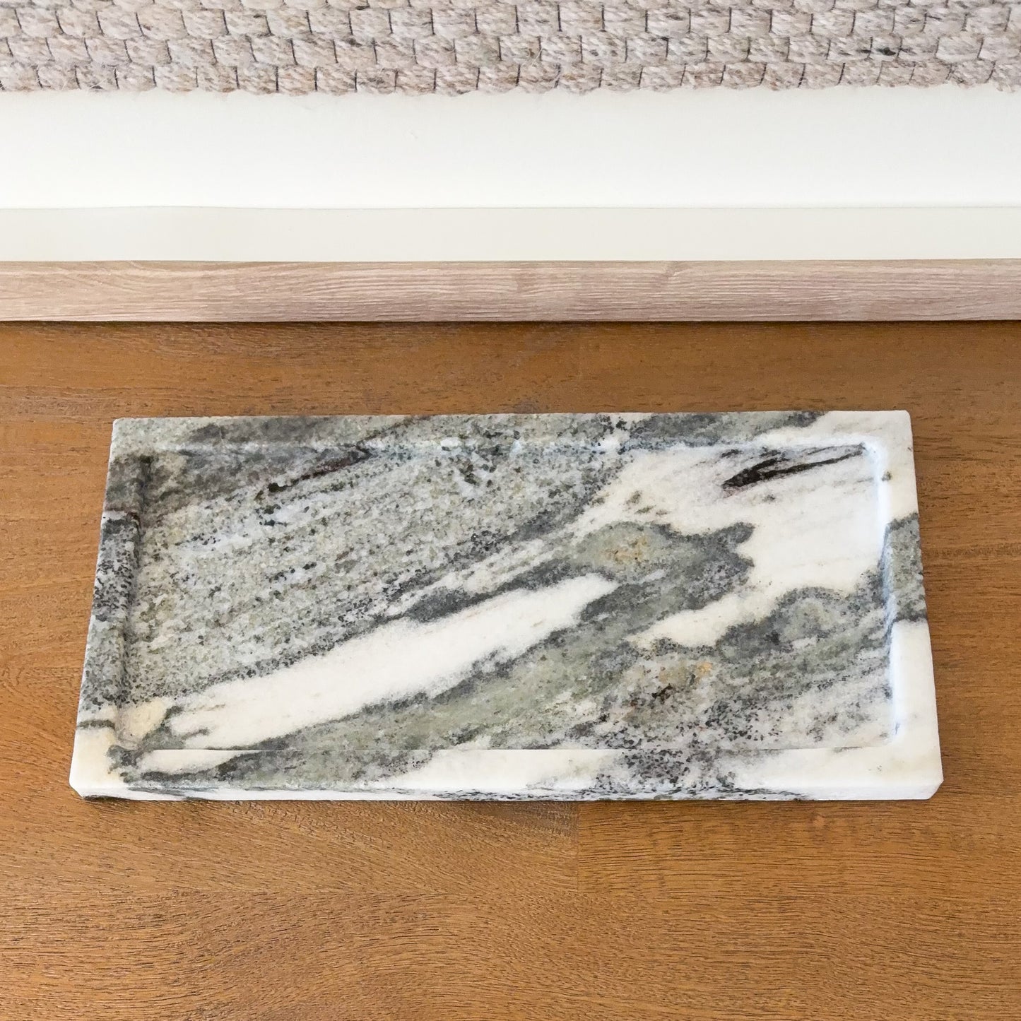 Luxury panda marble decorative tray with raised edge