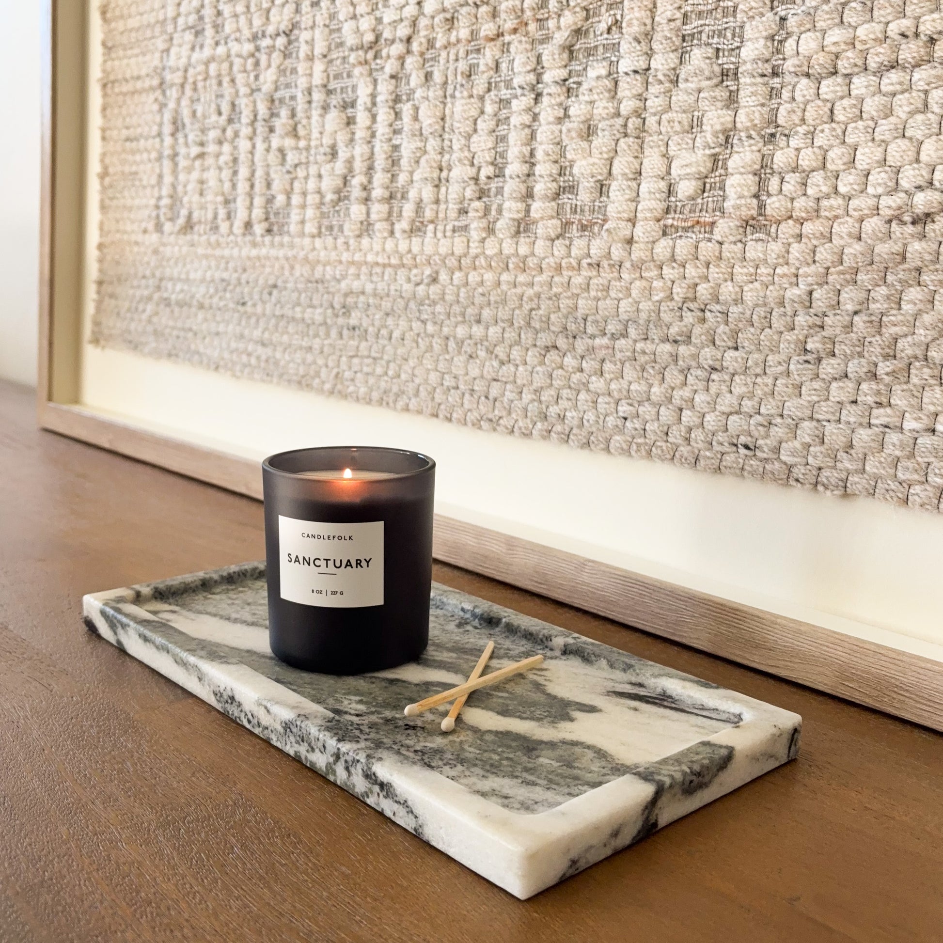 Natural stone marble tray with candle display