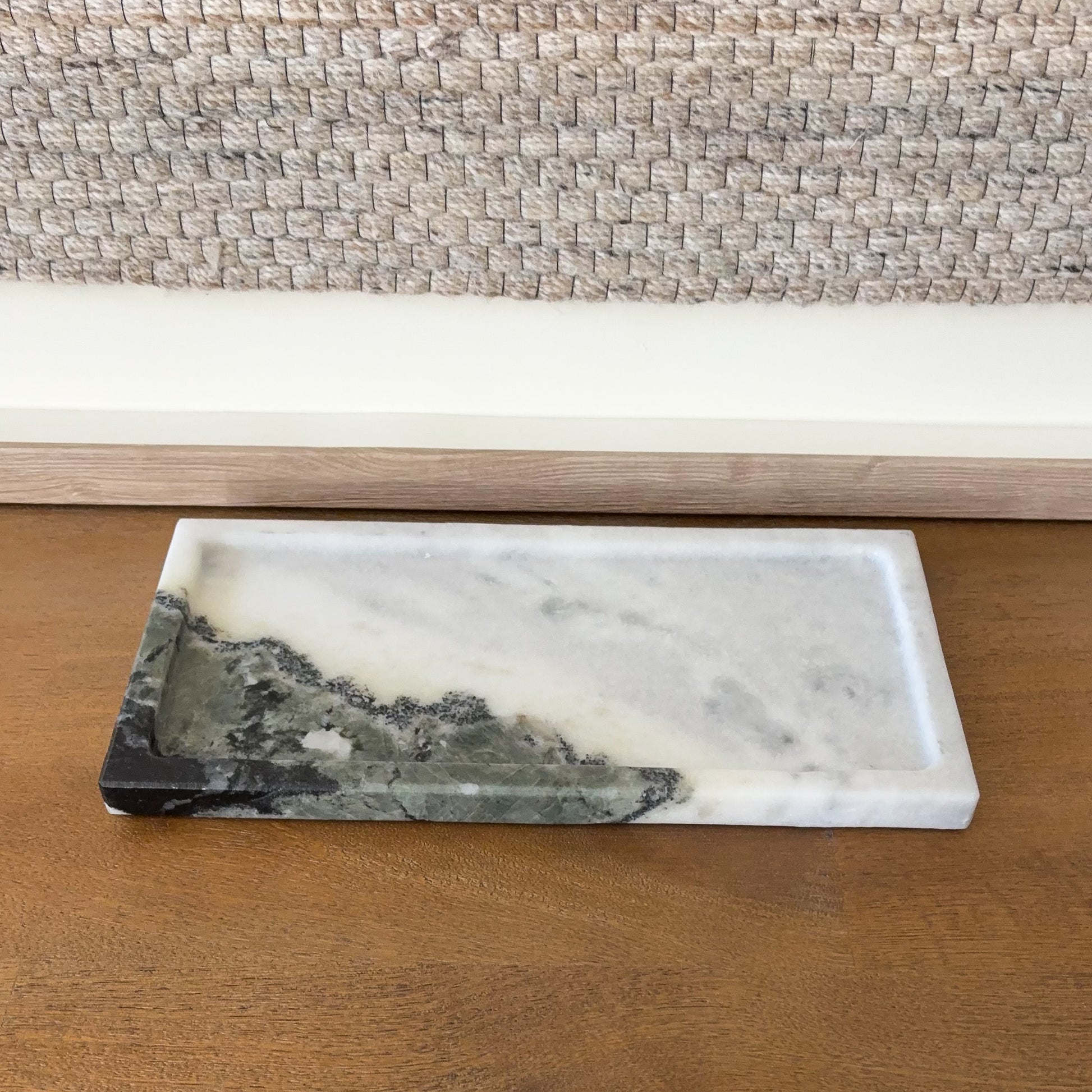Luxury panda marble decorative tray with raised edge