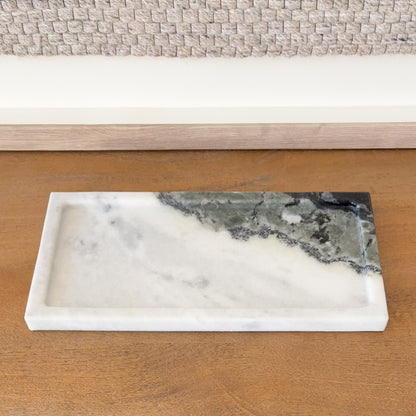 Rectangular panda marble tray with grey veining