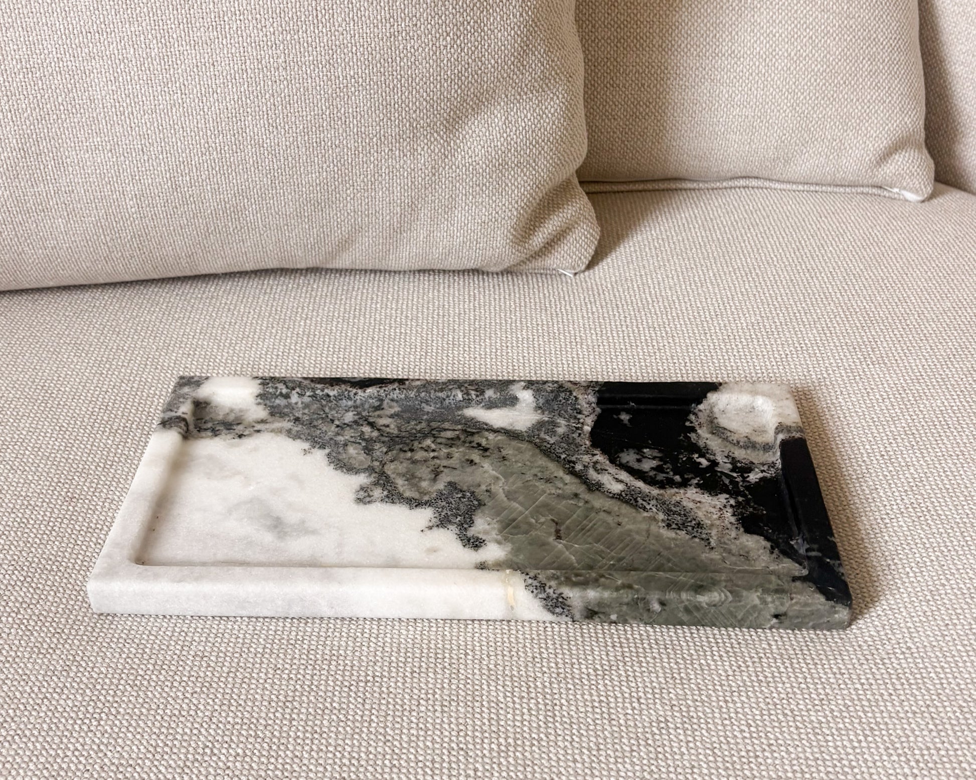 Luxury Panda marble decorative tray with bold black and white natural veining