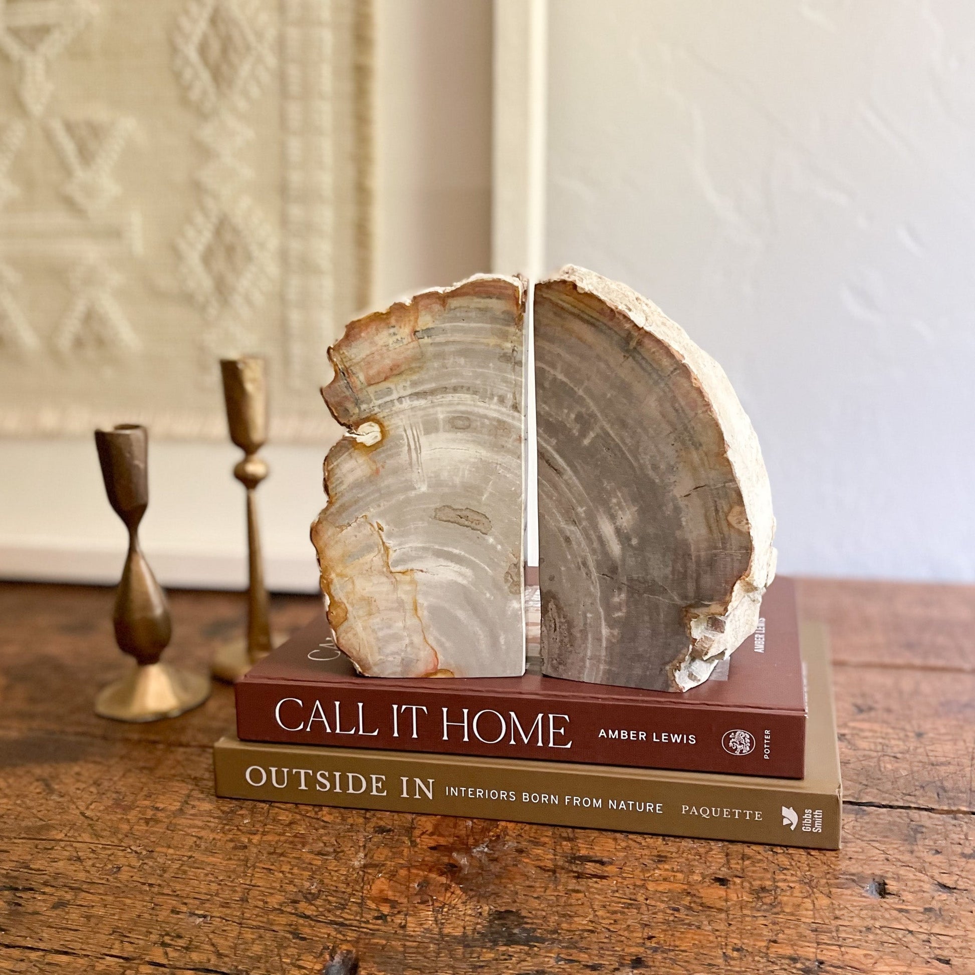 indonesian petrified wood bookend pair, natural home accents