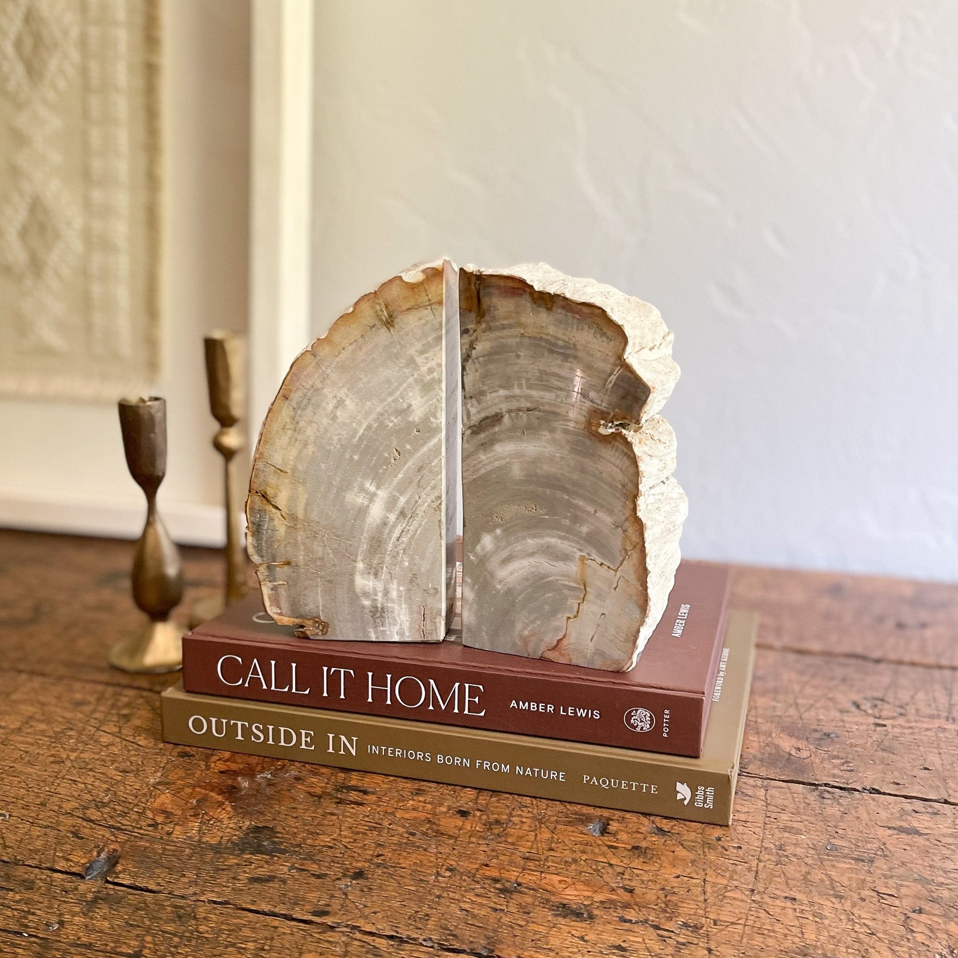 natural stone bookend pair, neutral home accents
