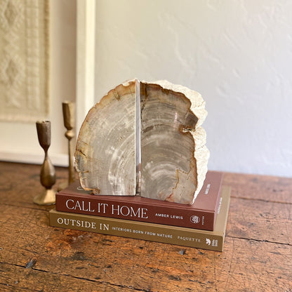 natural stone bookend pair, neutral home accents