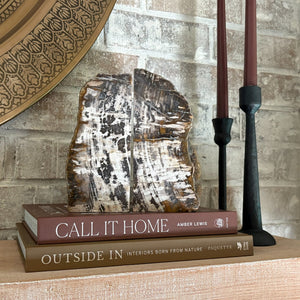 natural stone bookend pair, neutral home accents