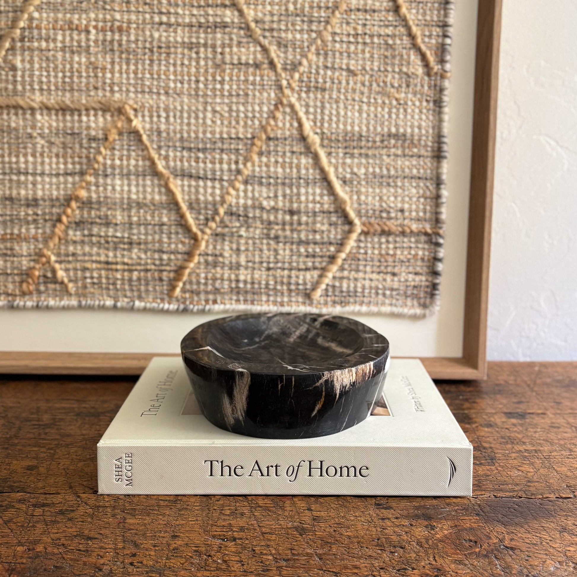 black indonesian decorative petrified wood bowl