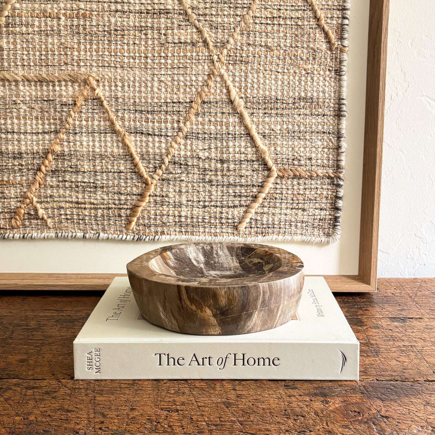 natural indonesian petrified wood dish