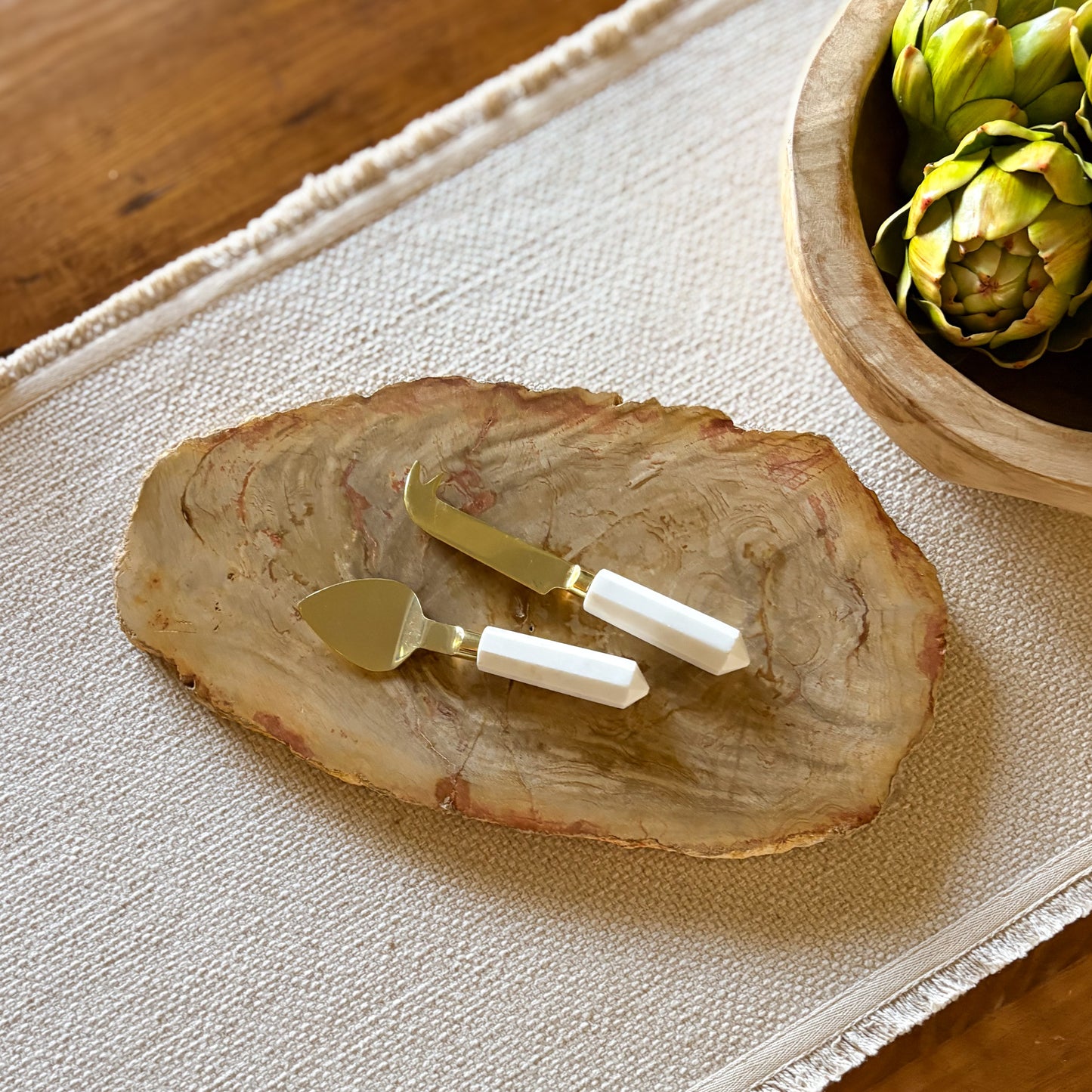 petrified wood serving tray