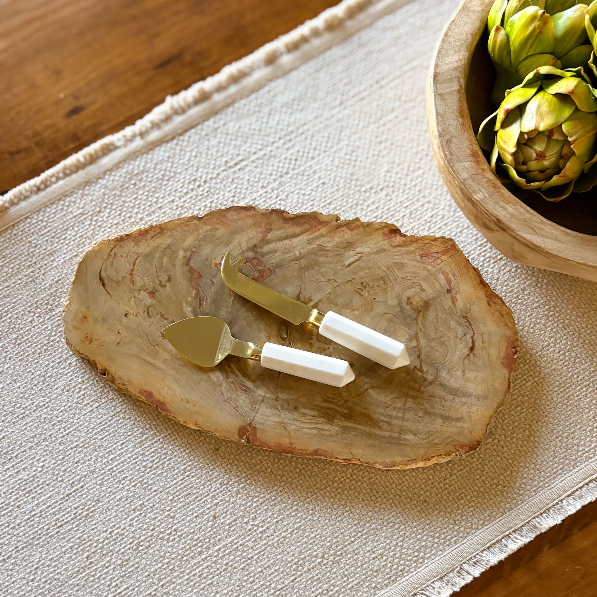 petrified wood serving tray