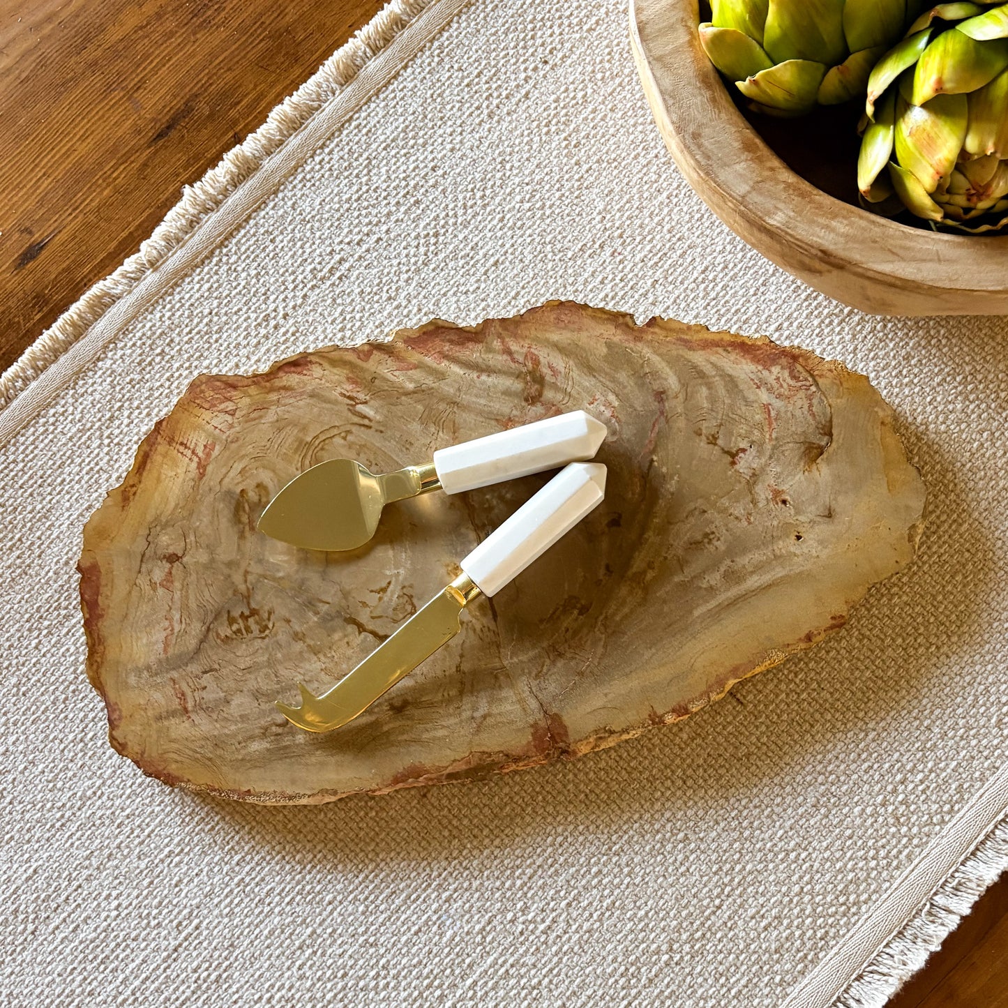 petrified wood serving platter