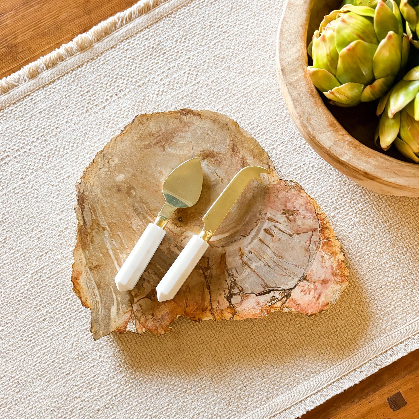petrified wood serving tray