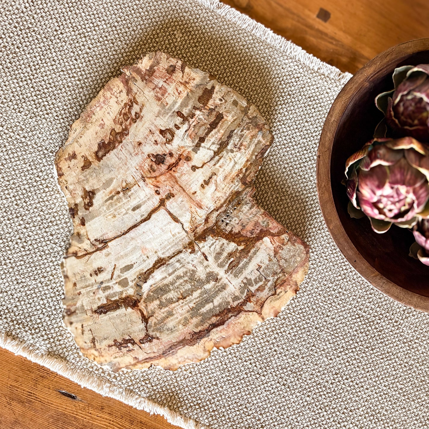 Natural Edge Petrified Wood Serving Board