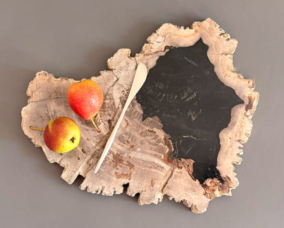 Natural Edge Petrified Wood Serving Board