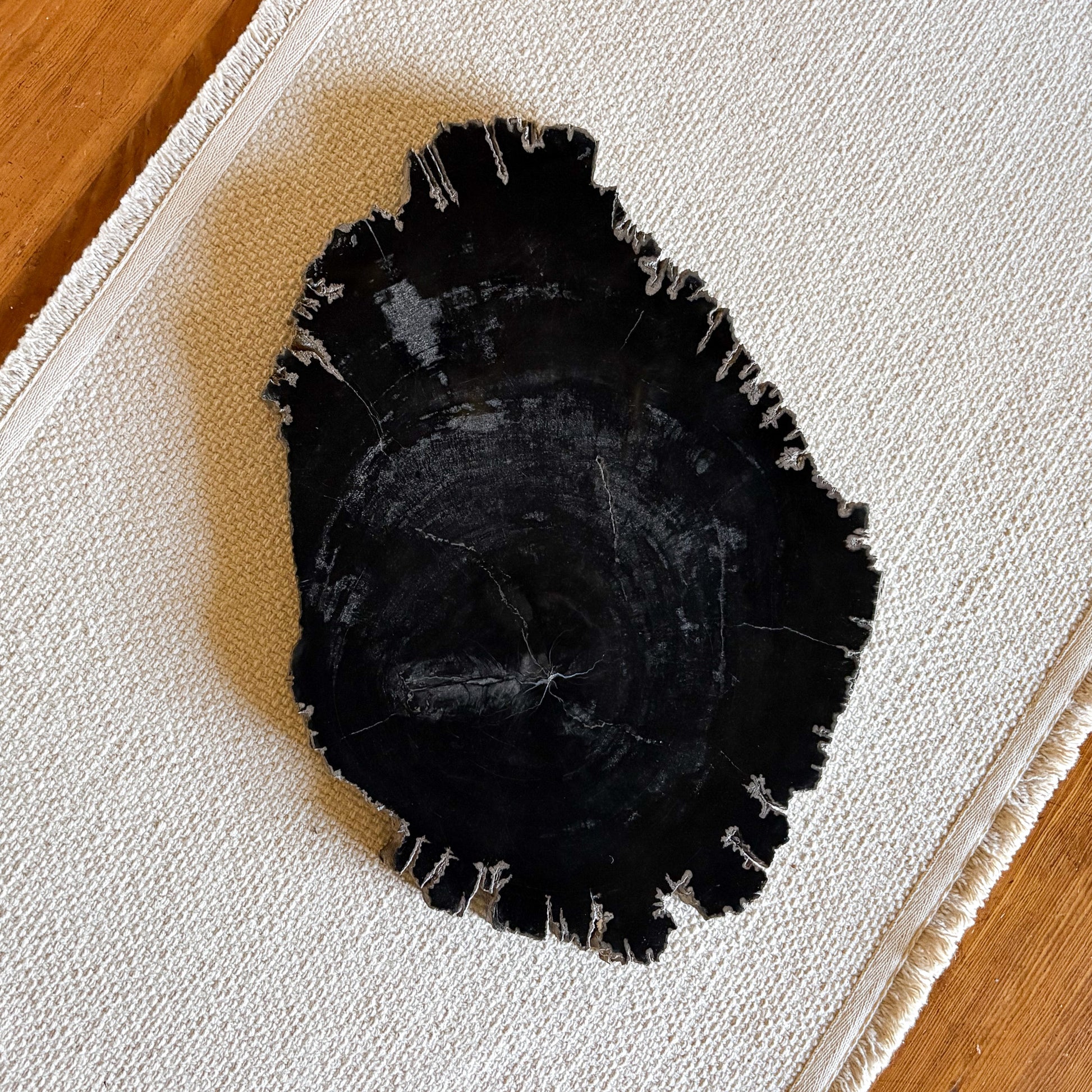 black petrified wood serving tray