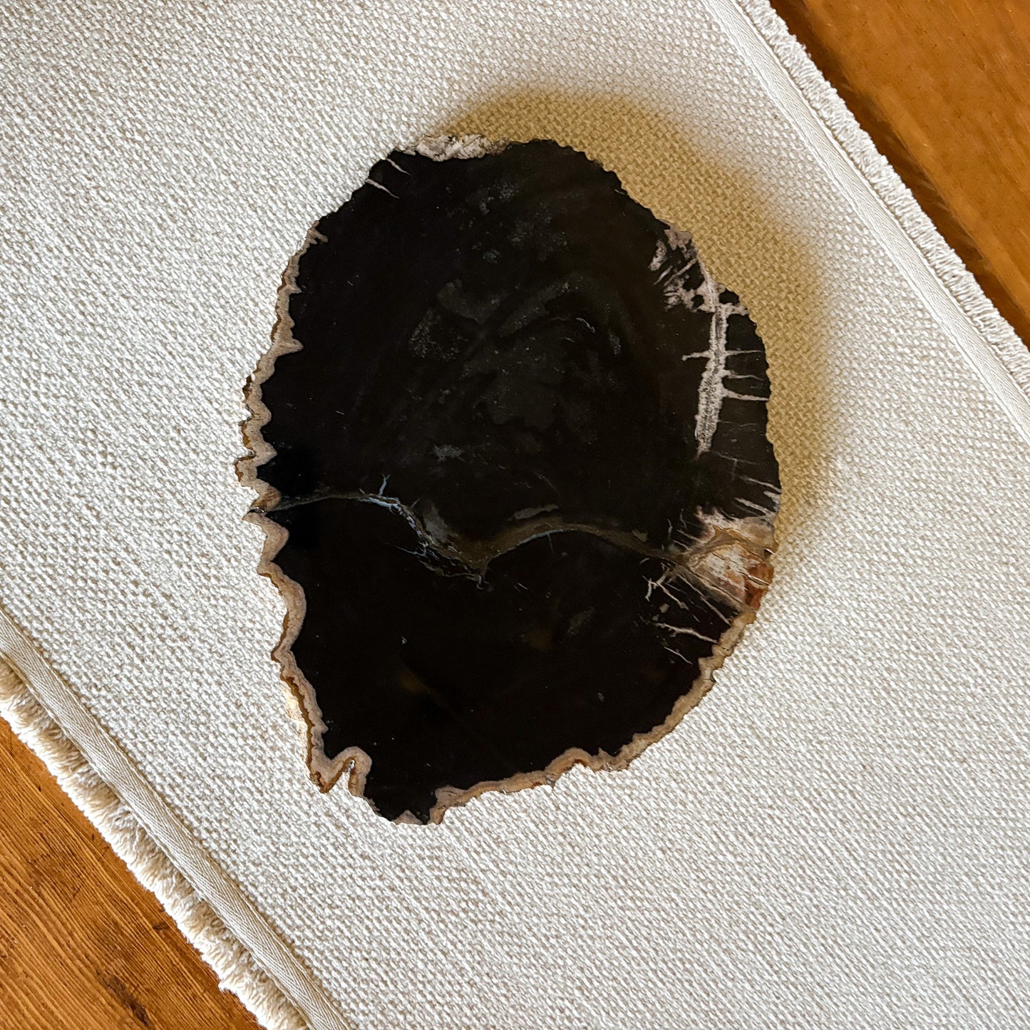 black indonesian fossilized wood serving tray