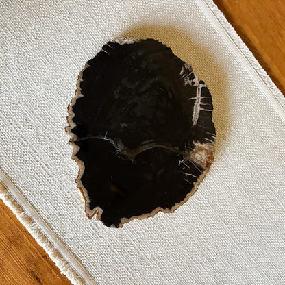 black indonesian fossilized wood serving tray