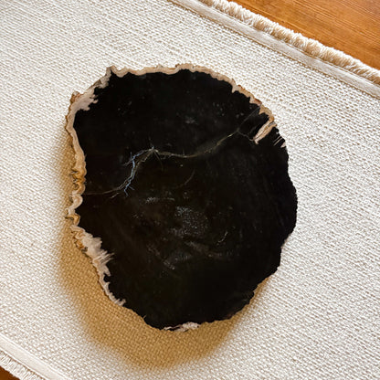 black indonesian petrified wood cheese board