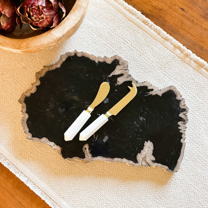 black indonesian fossilized wood charcuterie board