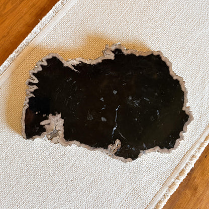 black indonesian fossilized wood serving platter
