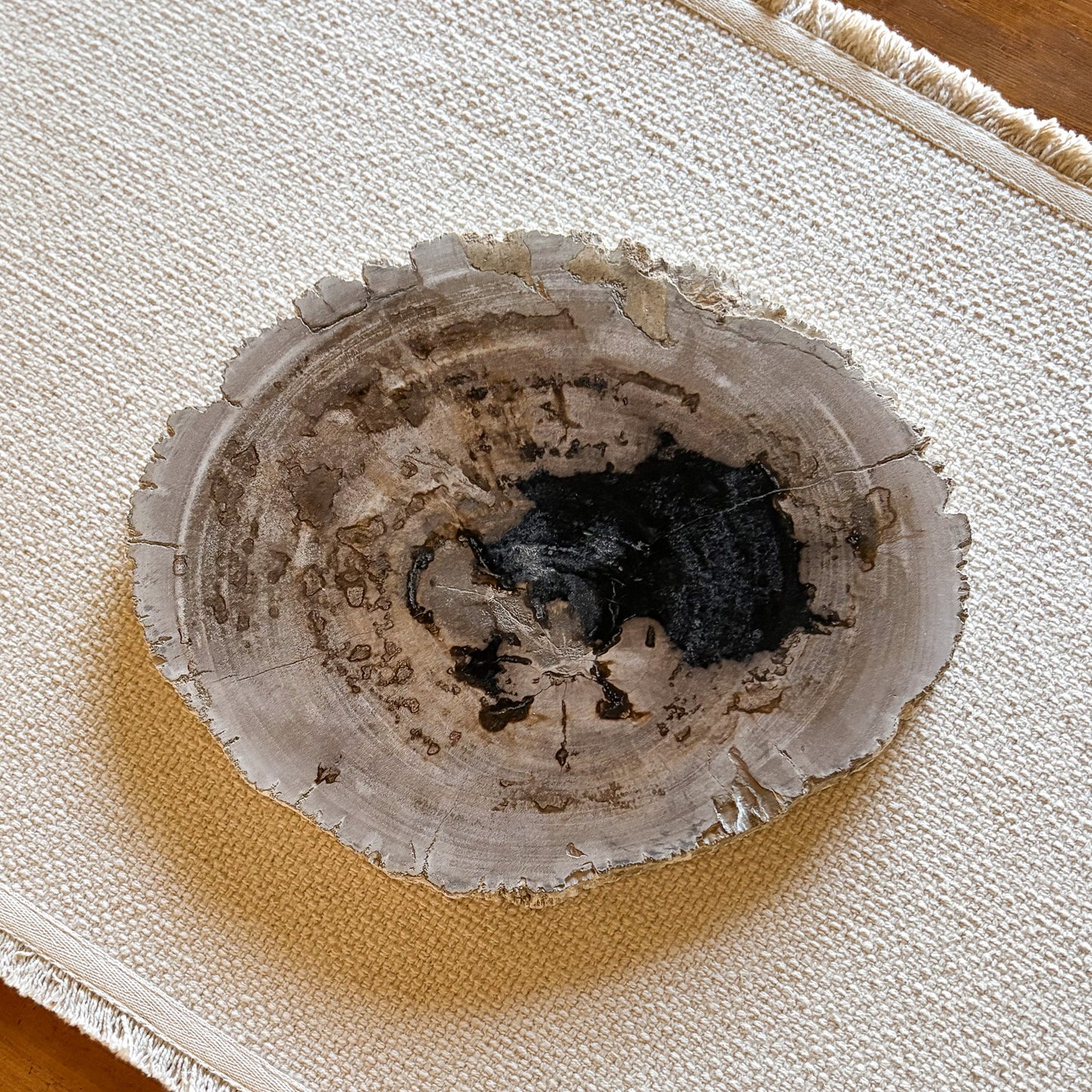 fossilized wood serving tray, rustic stone serving tray