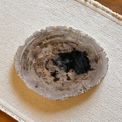 fossilized wood serving tray, rustic stone serving tray