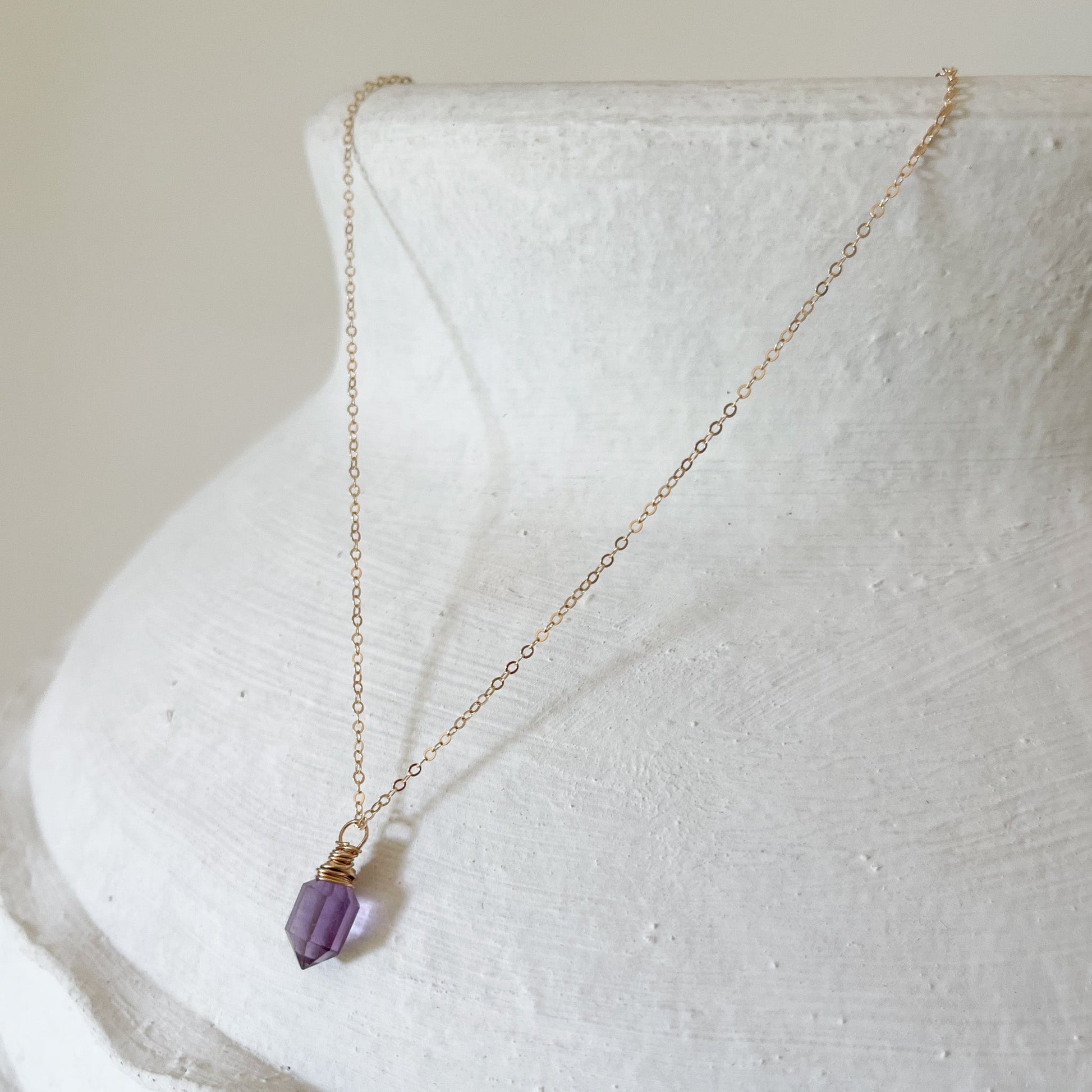 gold pink crystal necklace, modern gemstone necklace