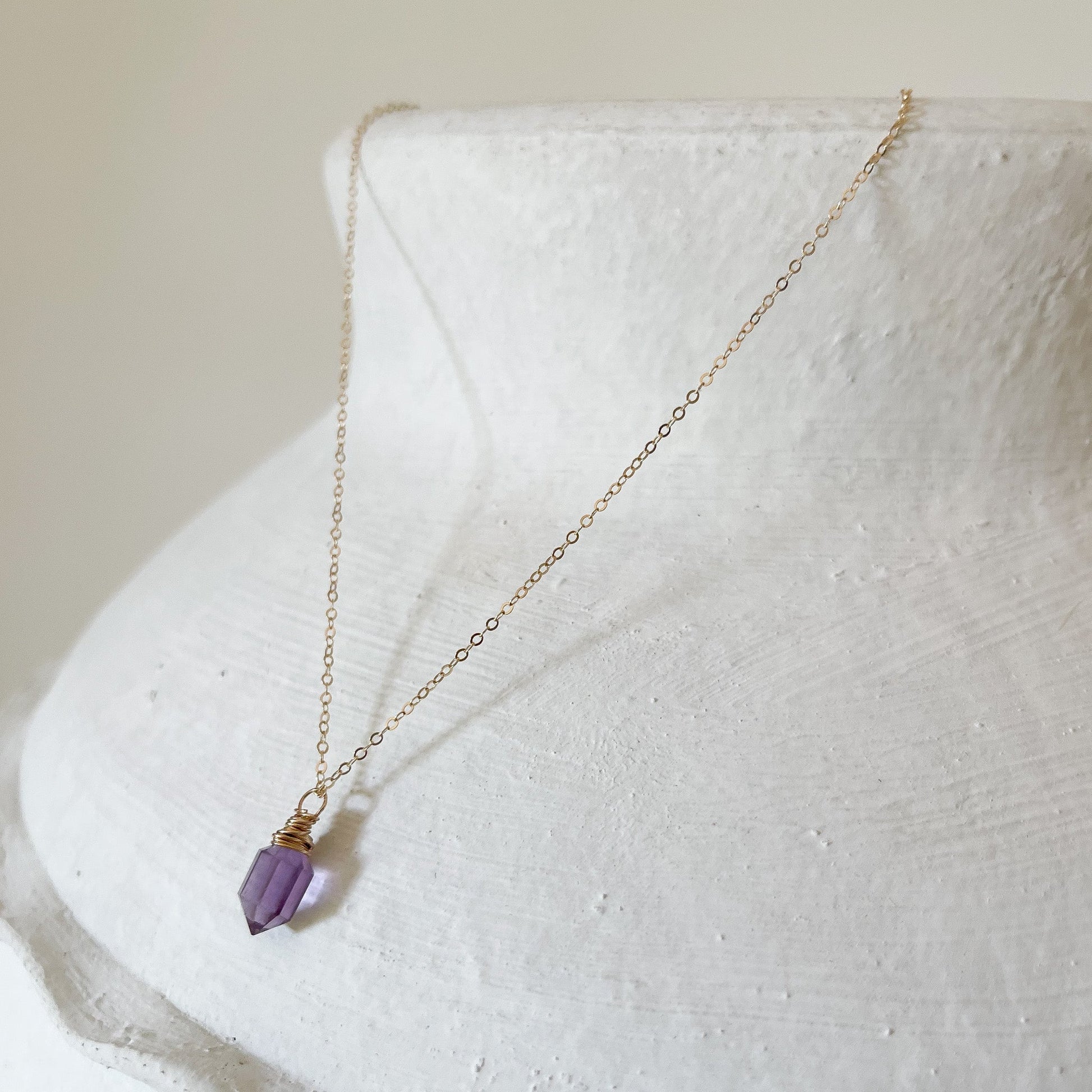 pink amethyst pendant necklace, boho necklace