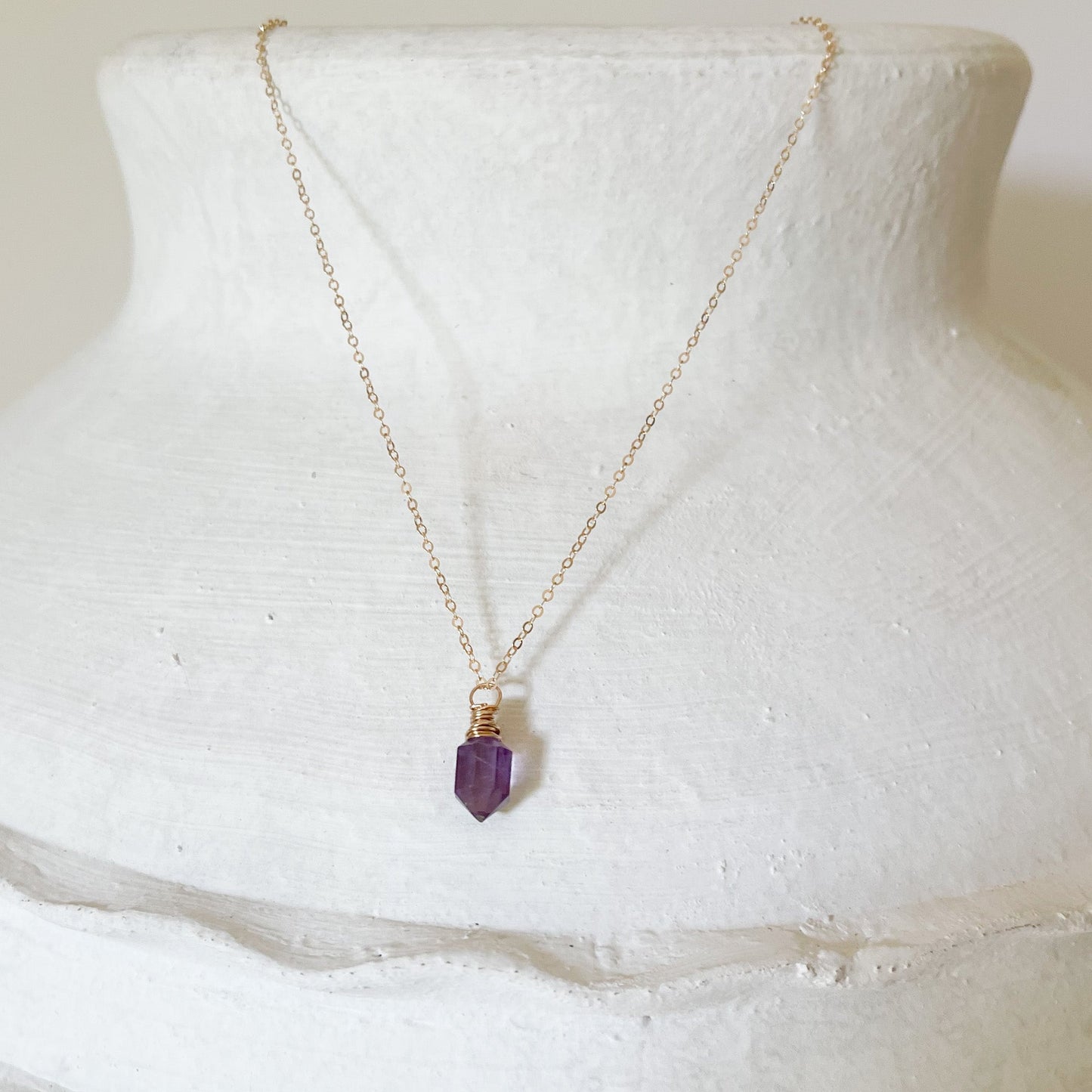 boho crystal necklace, modern minimalist necklace
