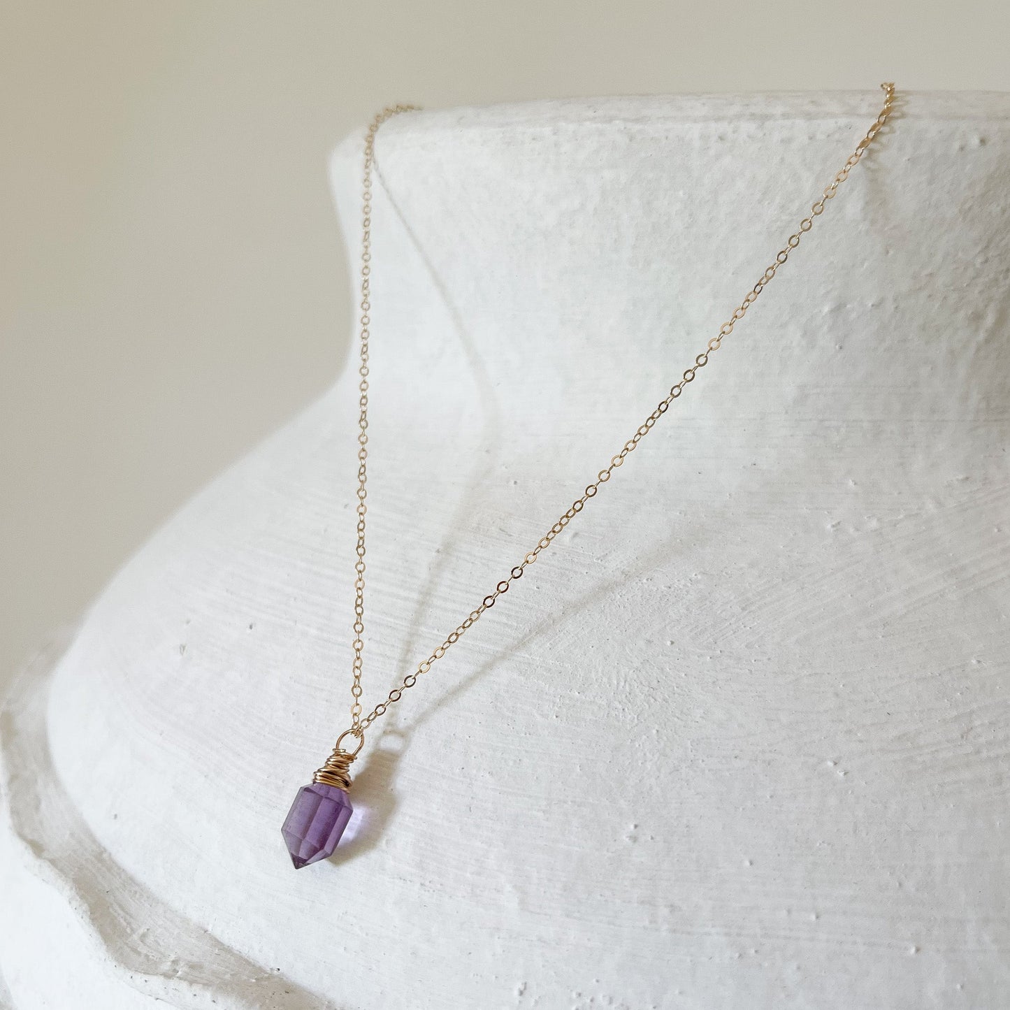 pink crystal gemstone necklace