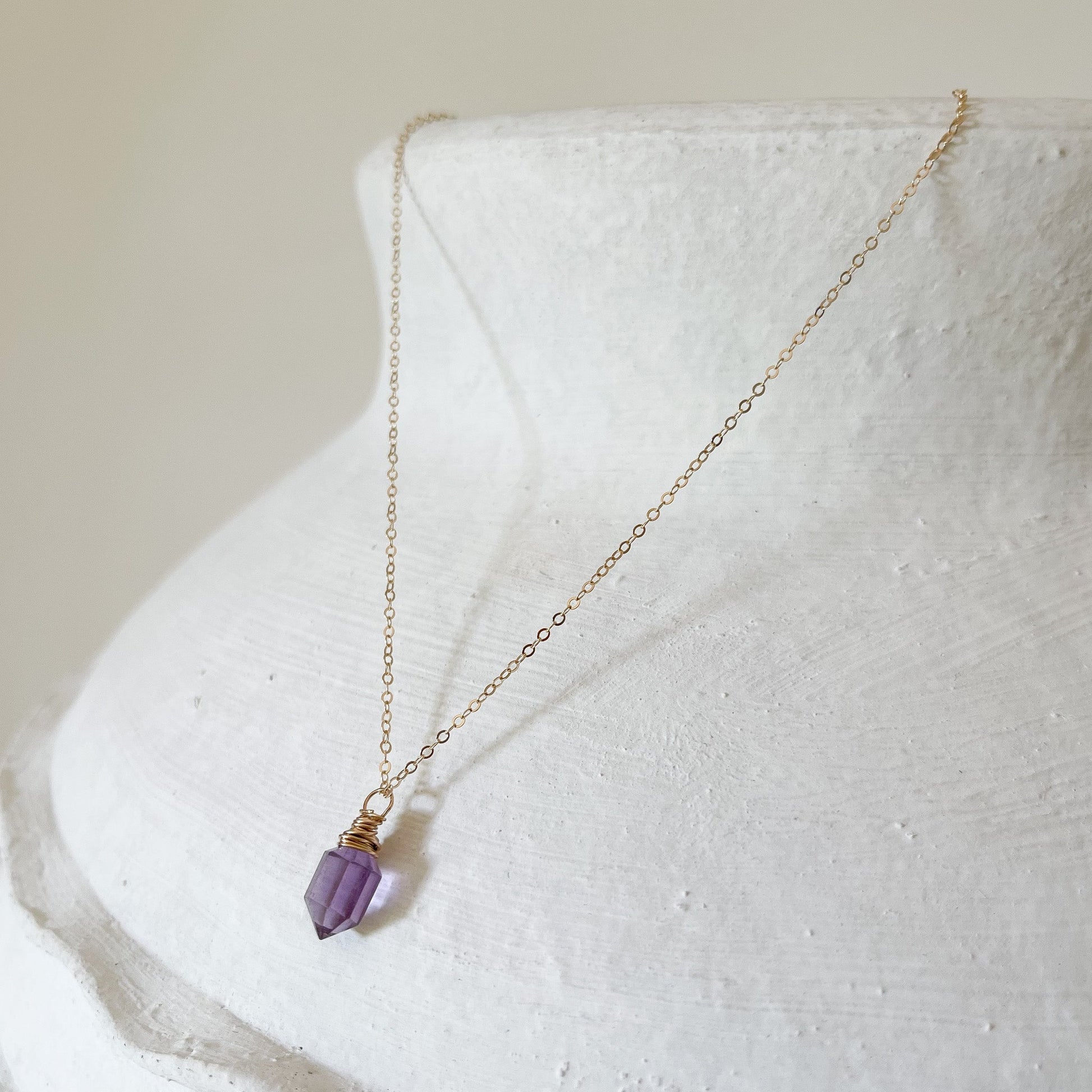 pink crystal gemstone necklace