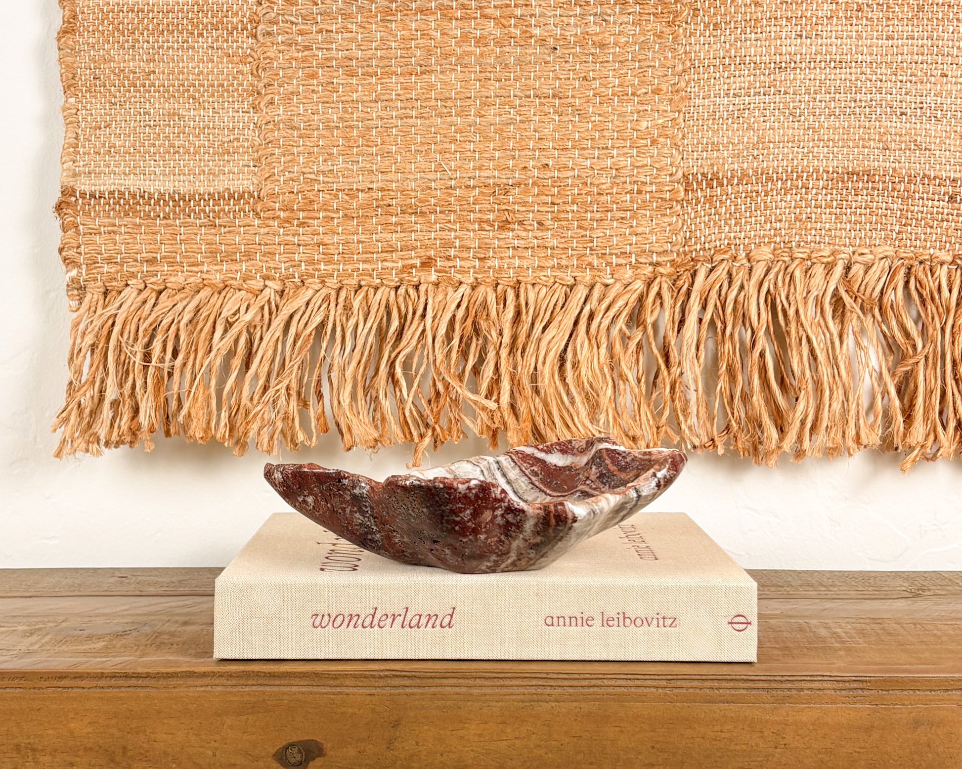 Natural pink serpentine stone bowl with rich burgundy and white patterning