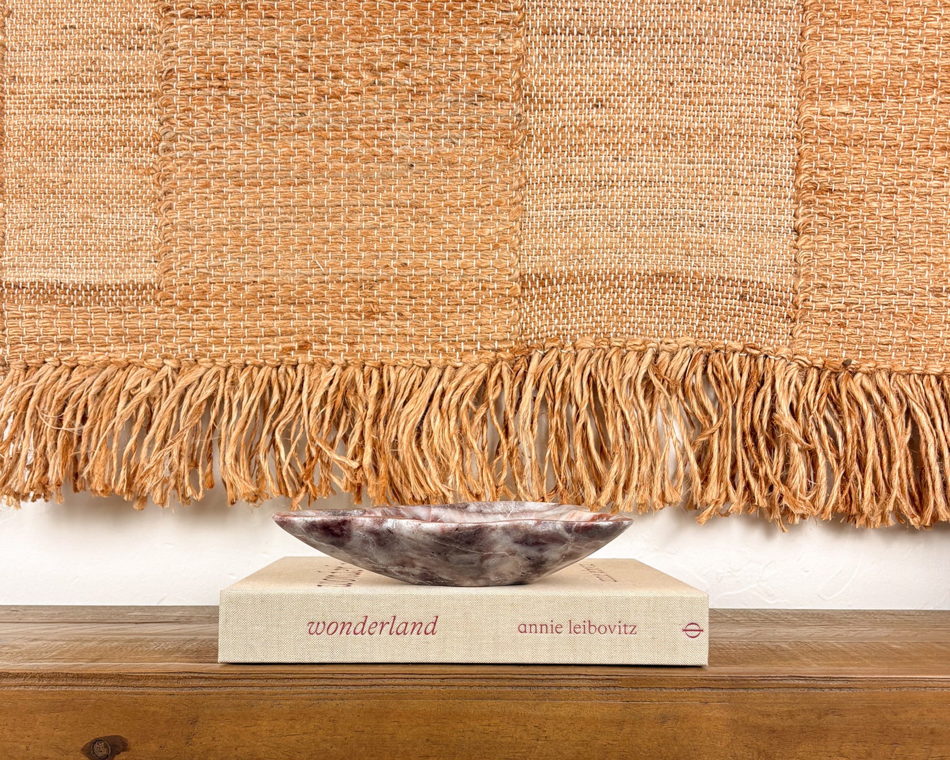 Natural pink serpentine stone bowl with rich burgundy and white patterning