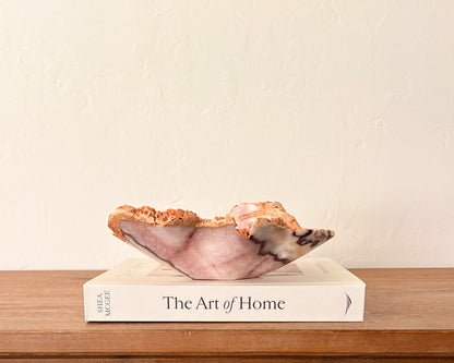 One-of-a-kind pink serpentine stone bowl