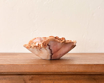 Natural pink serpentine bowl with organic veining