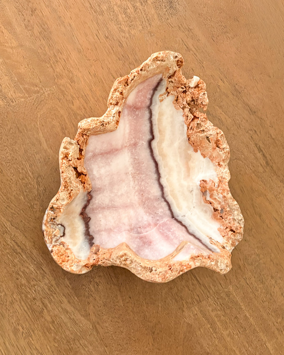 Hand-carved pink serpentine decorative stone bowl