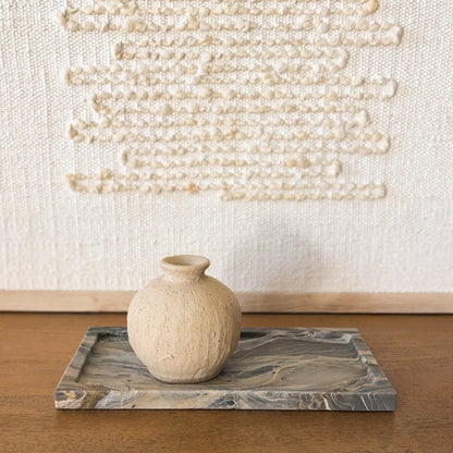 Decorative grey marble tray for coffee table styling