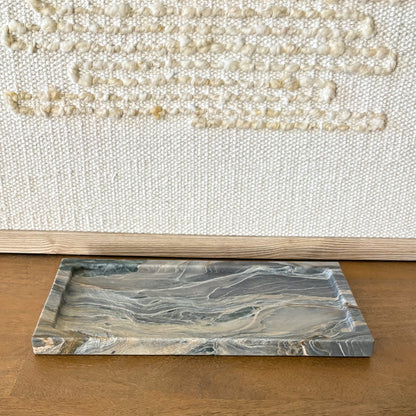 High-end marble coffee table tray with organic veining