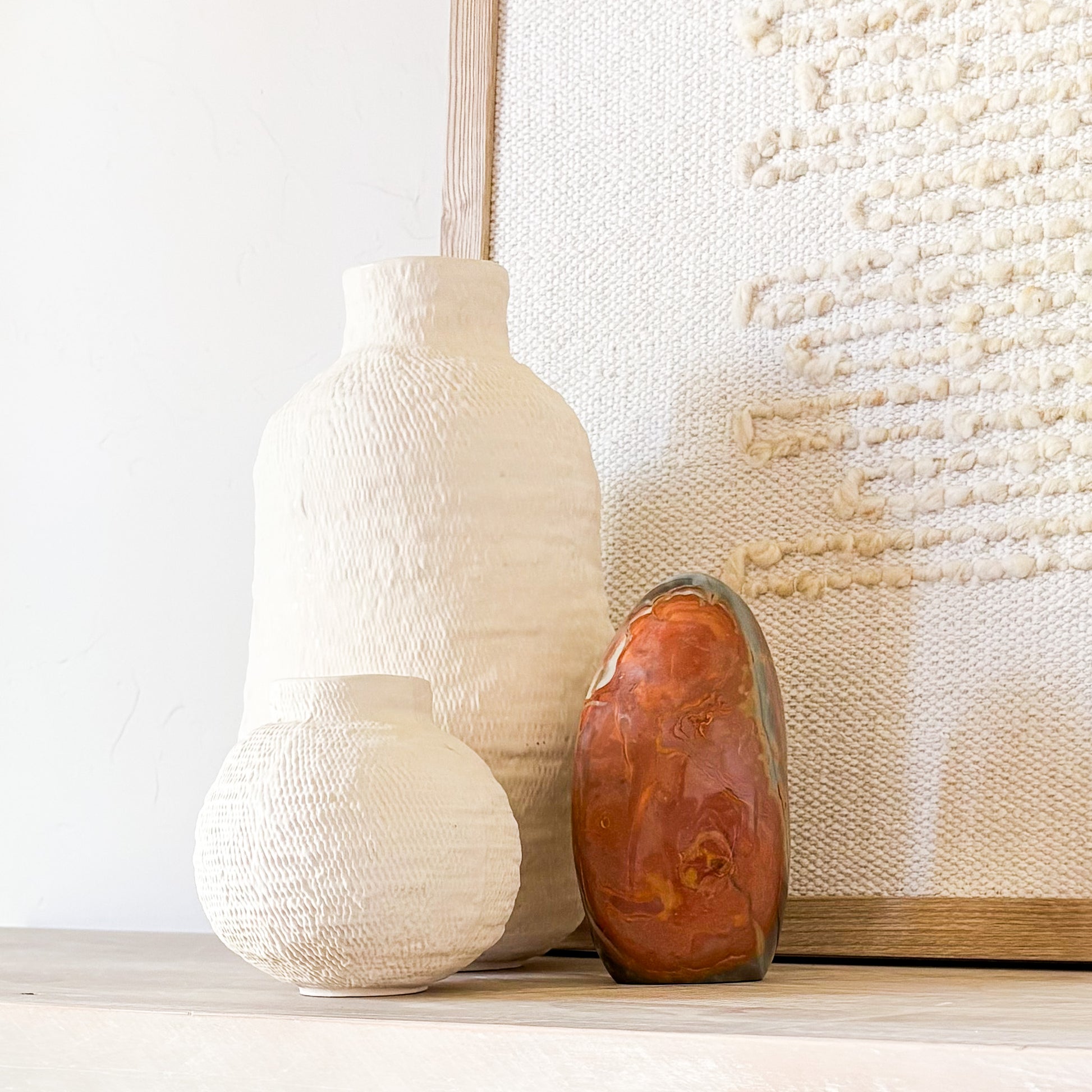 Polychrome jasper sculpture artisanal home decor natural stone centerpiece