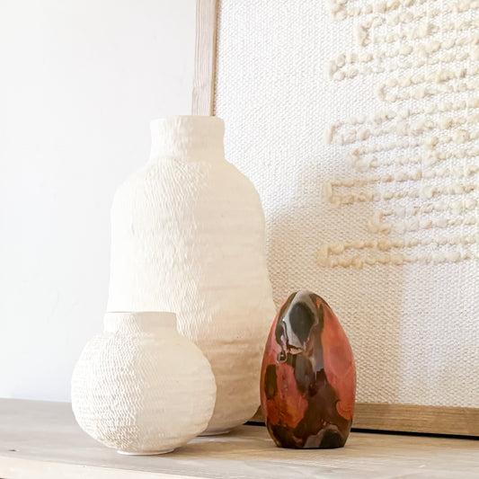 Polychrome jasper sculpture artisanal home decor natural stone centerpiece