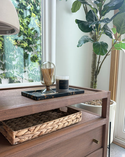 One-of-a-kind Portoro Gold marble tray for coffee table or console styling