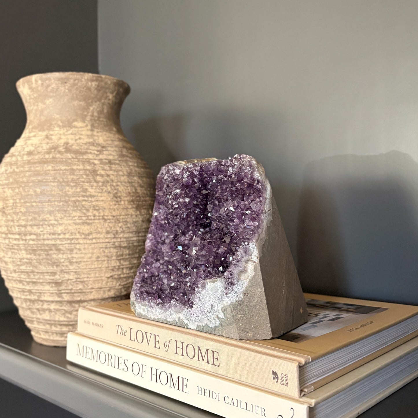 dark purple amethyst cathedral with natural edge