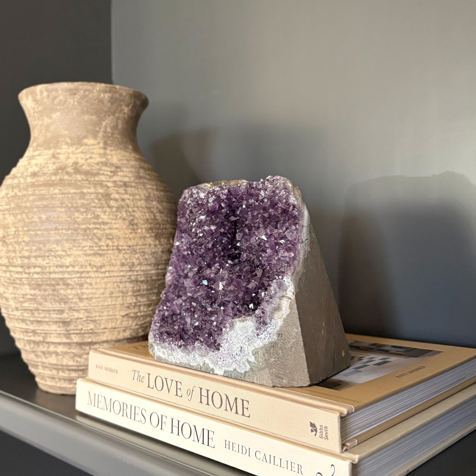 dark purple amethyst cathedral with natural edge