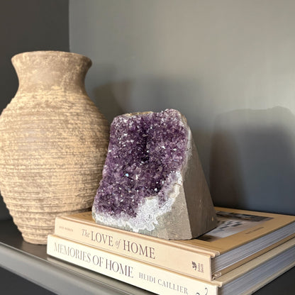 dark purple amethyst cathedral with natural edge