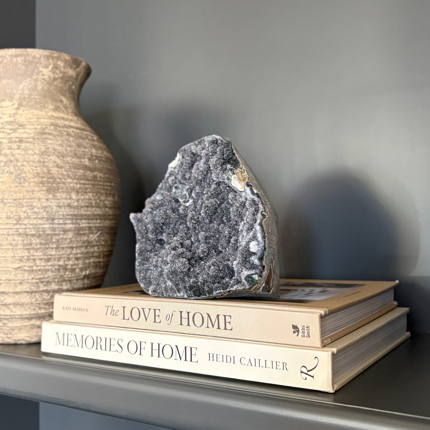 grey amethyst crystal sculpture