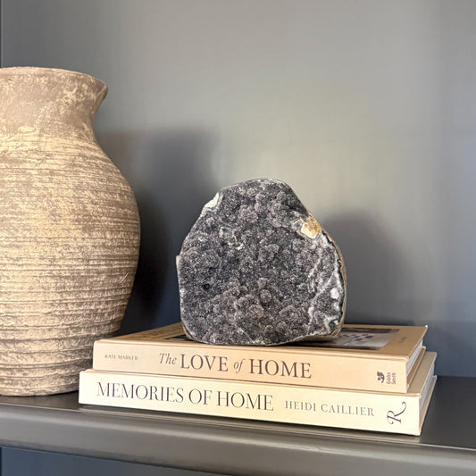 dark grey amethyst crystal geode