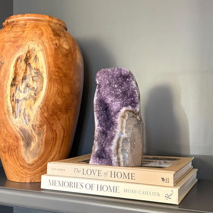 Large rainbow amethyst geode cluster decorative stone