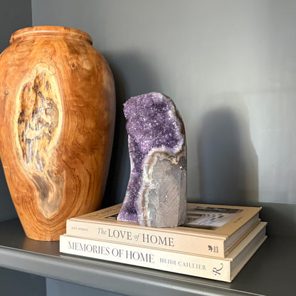 Natural rainbow amethyst geode decorative crystal stone