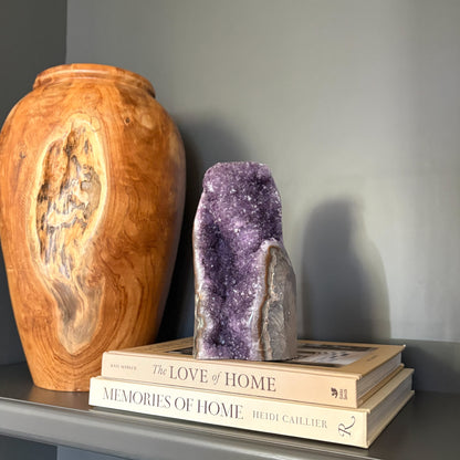 Rainbow amethyst geode styling for modern home decor